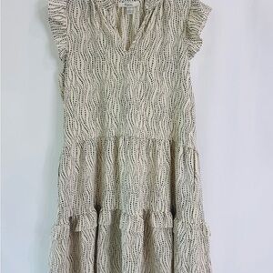 C by One Cream Dot-Print Midi Ruffle Dress